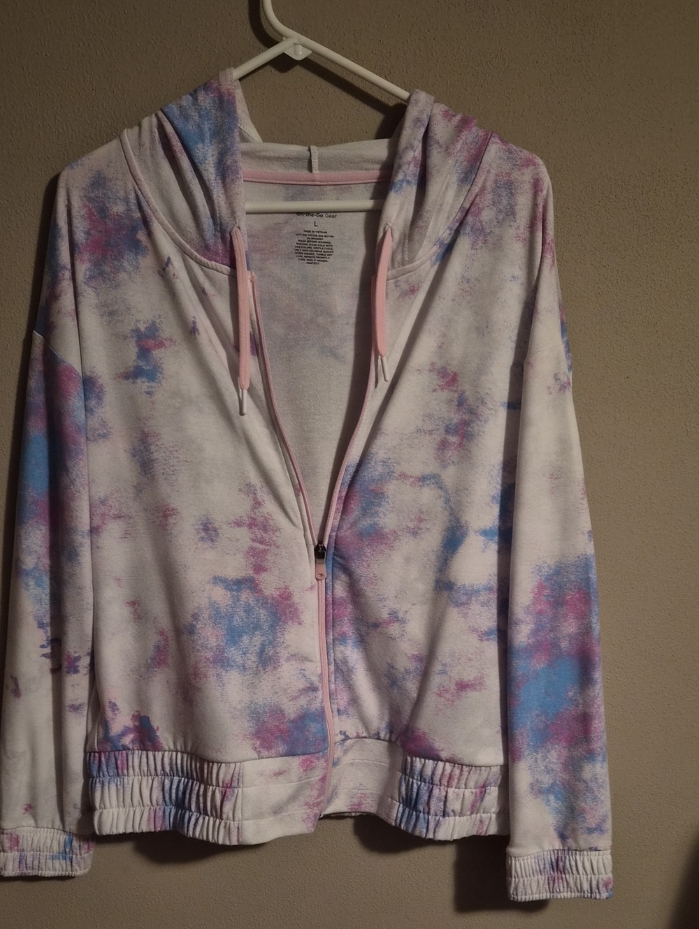 tek gear White Tie-Dye Zip Front Hoodie Jacket